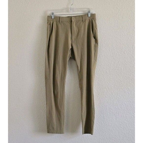 Fabletics The Only Pants Mens 32x32 Beige Slim Fit Straight Stretch Meas. 31X29 - Picture 2 of 11